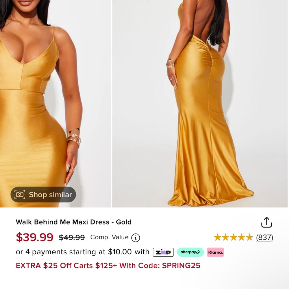 Fashion Nova Gold Halter Bodycon Dress for Cocktail